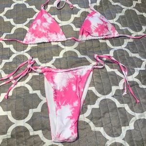 Brand new pink and white bikini size Large